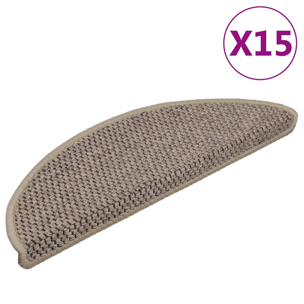Esteras de escalera de Vidaxl autoadhesivas 15 SISAL SISAL 56X17X3 cm Beige oscuro