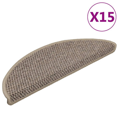 Vidaxl tappetini per scale autoadesiva 15 st sisal look 56x17x3 cm beige scuro