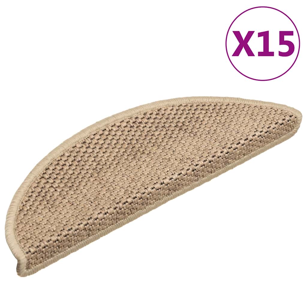 Vidaxl tappetini per autoadesivi 15 St sisal look 56x17x3 cm color sabbia