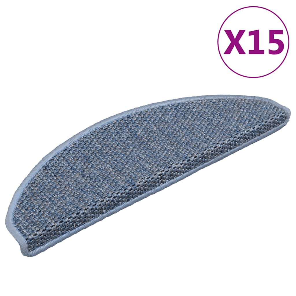 Vidaxl tappetini per autoadesivi 15 St sisal look 65x21x4 cm blu