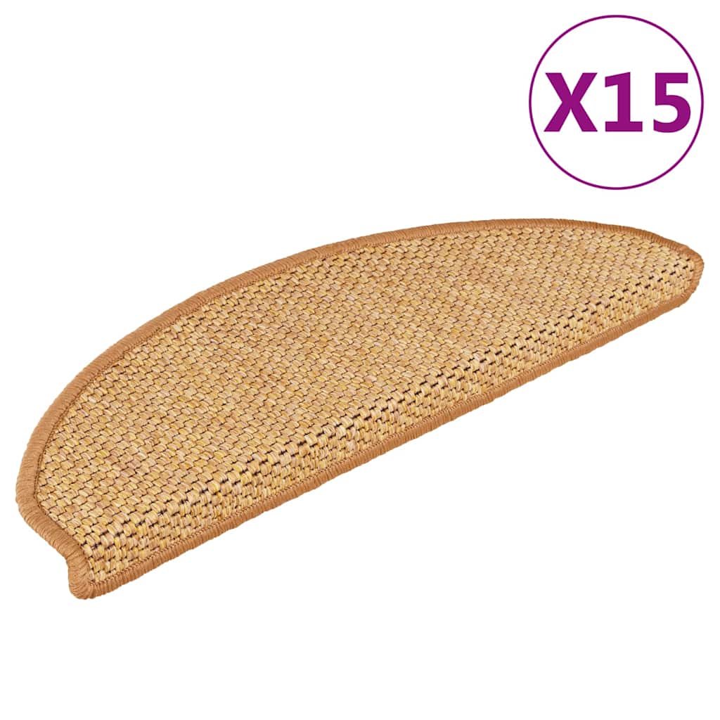 Vidaxl tappetini per scale autoadesiva 15 st sisal look 65x21x4 cm sisal colorato