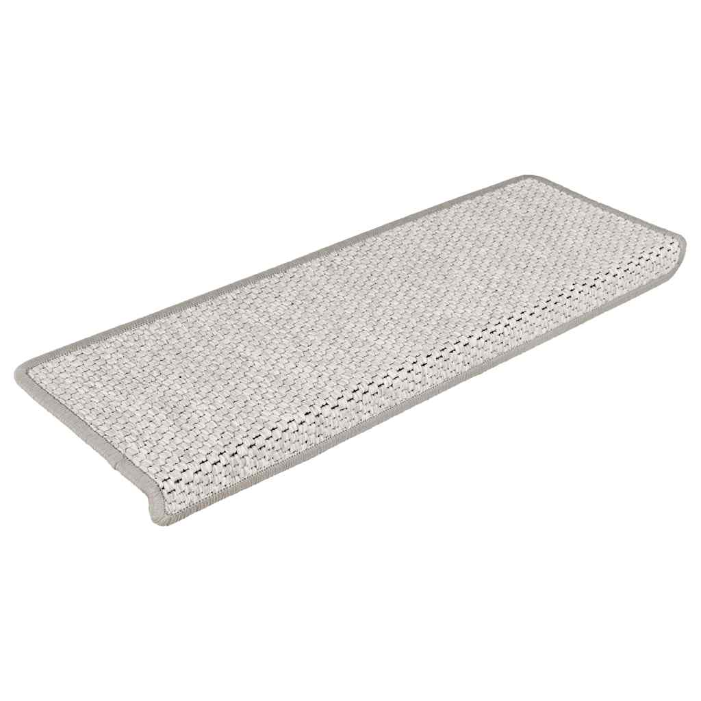 VidaXL tapetes para escaleras autoadhesivos 15 piezas aspecto sisal 65x21x4 cm color platino