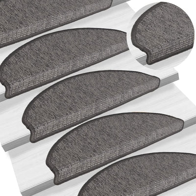 Vidaxl trapmatten 15 st 65x21x4 cm beige en grijs halfrond groot