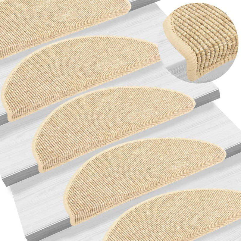 Vidaxl tappetini per autoadesivi 15 St sisal Look 65x21x4 cm beige
