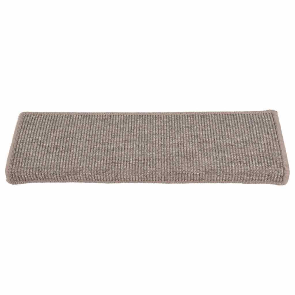 Vidaxx alfombrillas para escaleras 15 uds 65x21x4 cm borde rectangular beige oscuro