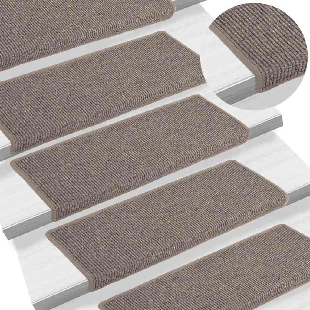 Vidaxx alfombrillas para escaleras 15 uds 65x21x4 cm borde rectangular beige oscuro