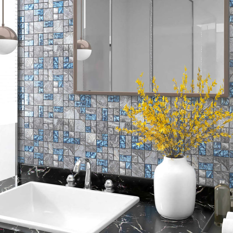 Piastrelle a mosaico Vidaxl 11 pezzi 30x30 cm di vetro grigio e blu