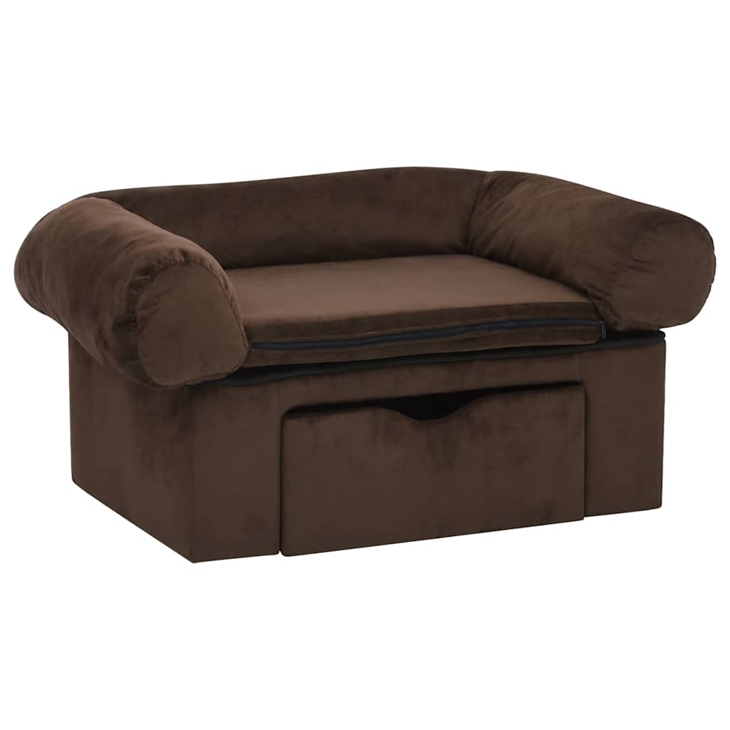 Vidaxl Dog Bank con cassetto 75x50x38 cm Plush Brown