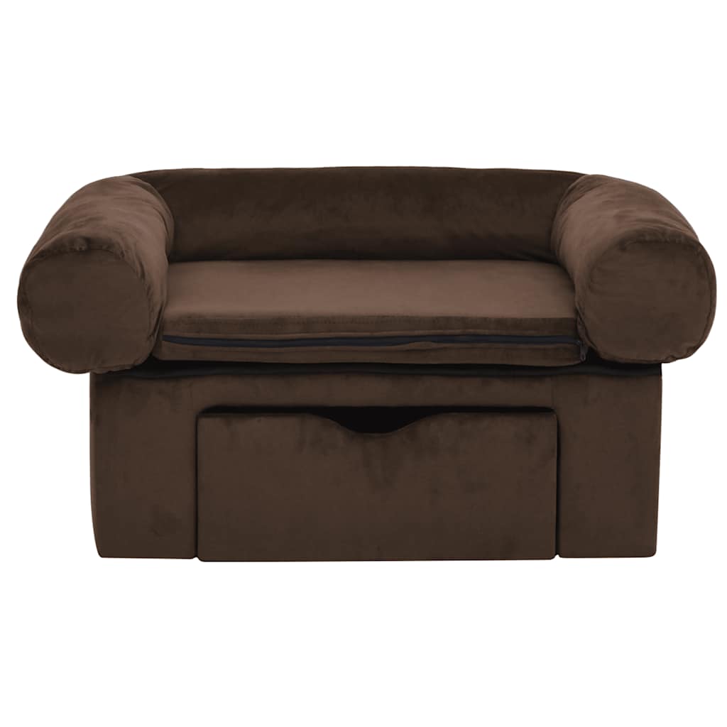Vidaxl Dog Bank con cassetto 75x50x38 cm Plush Brown
