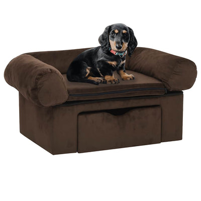 Banco de perros Vidaxl con cajón 75x50x38 cm peluche marrón