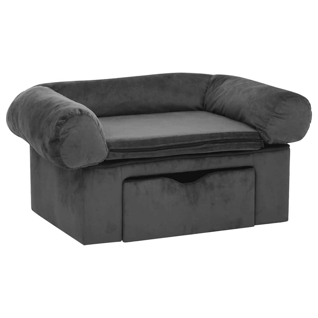 Banco de perros Vidaxl con cajón 75x50x38 cm peluche gris oscuro