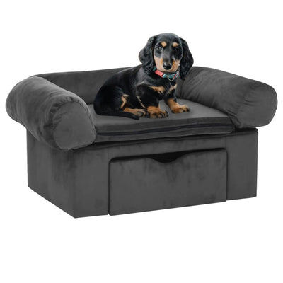 Vidaxl Dog Bank con cassetto 75x50x38 cm peluche grigio scuro