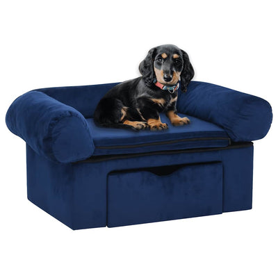 Banco de perros Vidaxl con cajón 75x50x38 cm peluche azul