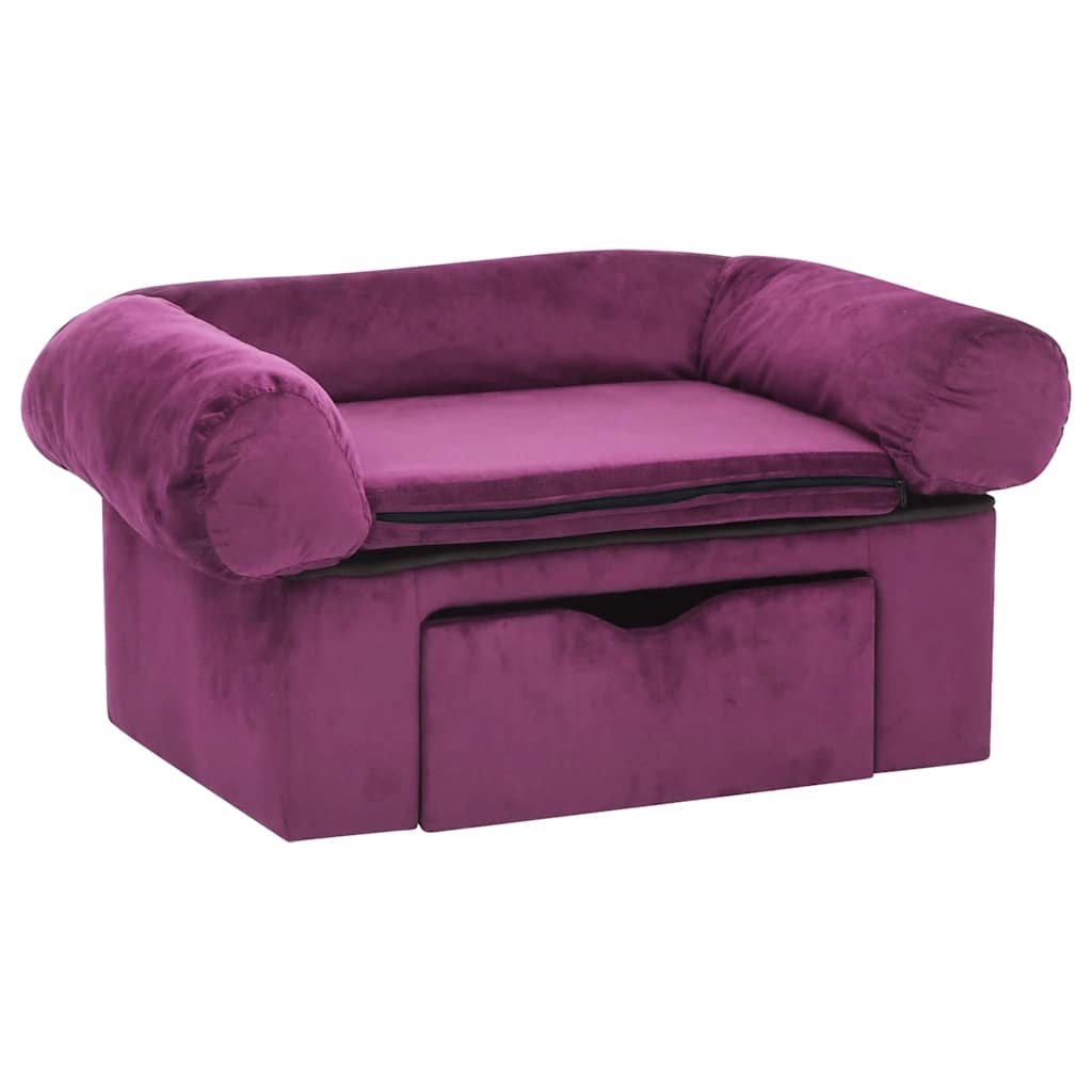 Vidaxl Dog Bank con cassetto 75x50x38 cm Plush Bordeaux rosso