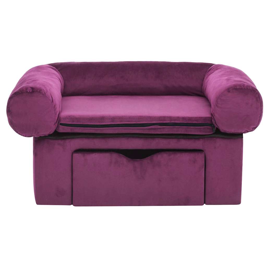 Vidaxl Dog Bank con cassetto 75x50x38 cm Plush Bordeaux rosso