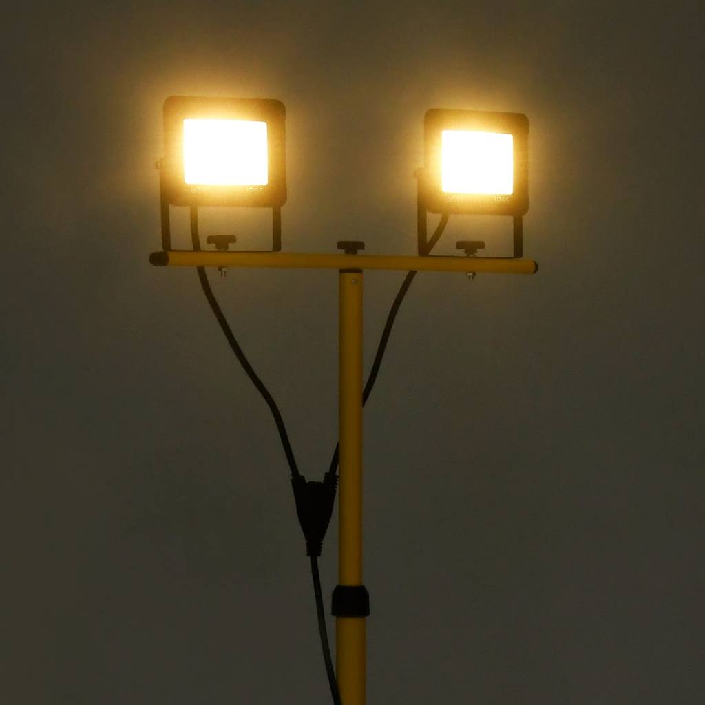 Faretto VidaXL con treppiede LED 2x50 W bianco caldo