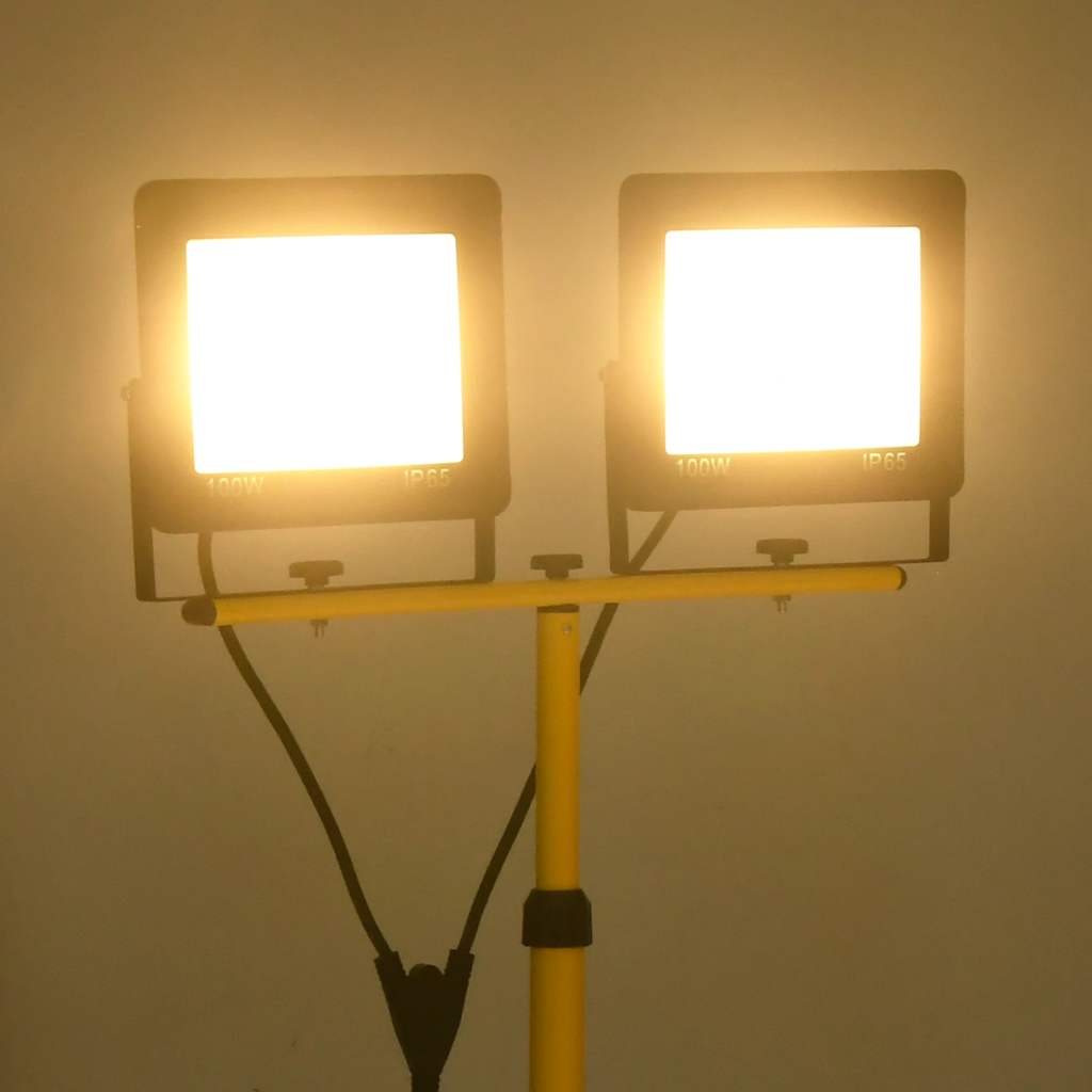 Faretto VidaXL con treppiede LED 2x100 W bianco caldo