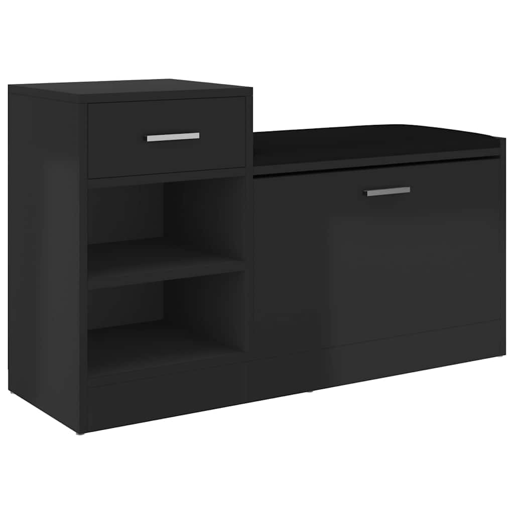 Sofá de zapatos Vidaxl 94.5x31x57 cm de madera procesada de alto brillo negro
