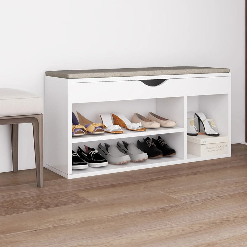 Panca per scarpe Vidaxl con cuscino 104x30x49 cm in legno proprietà