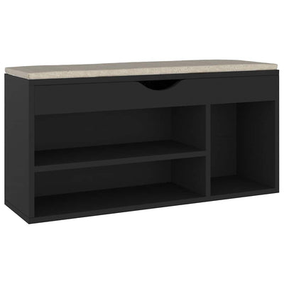 Banco de zapatos Vidaxl con cojín 104x30x49 cm de madera propiedad de negro