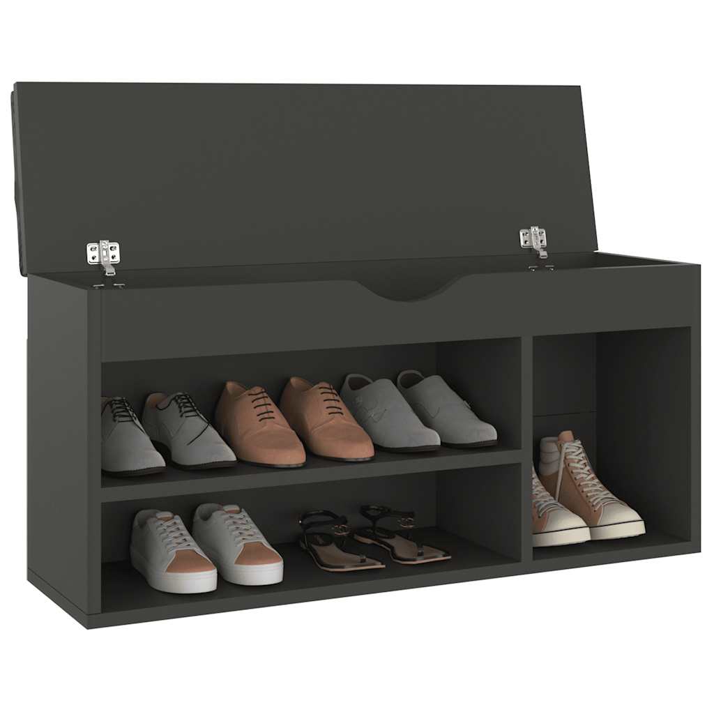 Sofá de zapatos Vidaxl con cojín 104x30x49 cm de madera procesada gris