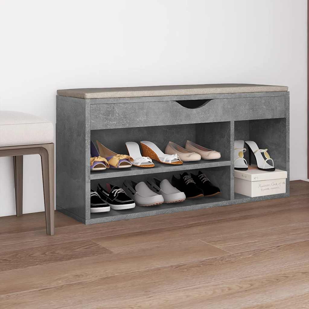 Banco de zapatos Vidaxl con cojín 104x30x49 cm Price de concreto de madera procesada