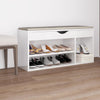 Panca per scarpe Vidaxl con cuscino 104x30x49 cm in legno trasformato bianco lucido