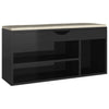 Banco de zapatos Vidaxl con cojín 104x30x49 cm de madera de alto brillo negro