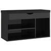 Banco de zapatos Vidaxl con cojín 80x30x47 cm de madera de alto brillo negro