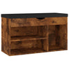 Vidaxl schoenenbank met kussen 80x30x47 cm bewerkt hout gerookt eiken