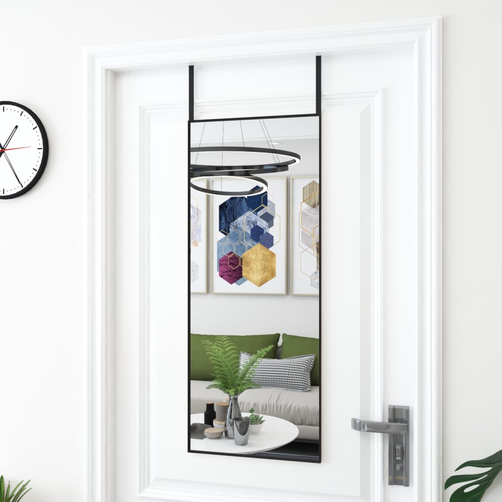 Specchio della porta Vidaxl 40x100 cm di vetro e nero in alluminio