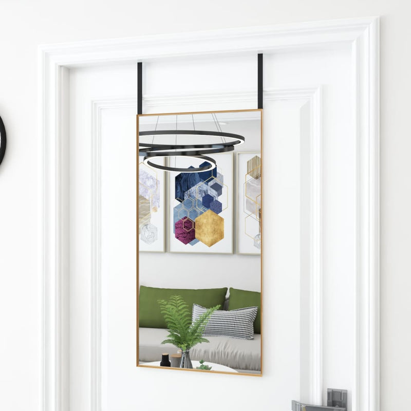 Specchio della porta Vidaxl 40x80 cm di vetro e oro in alluminio