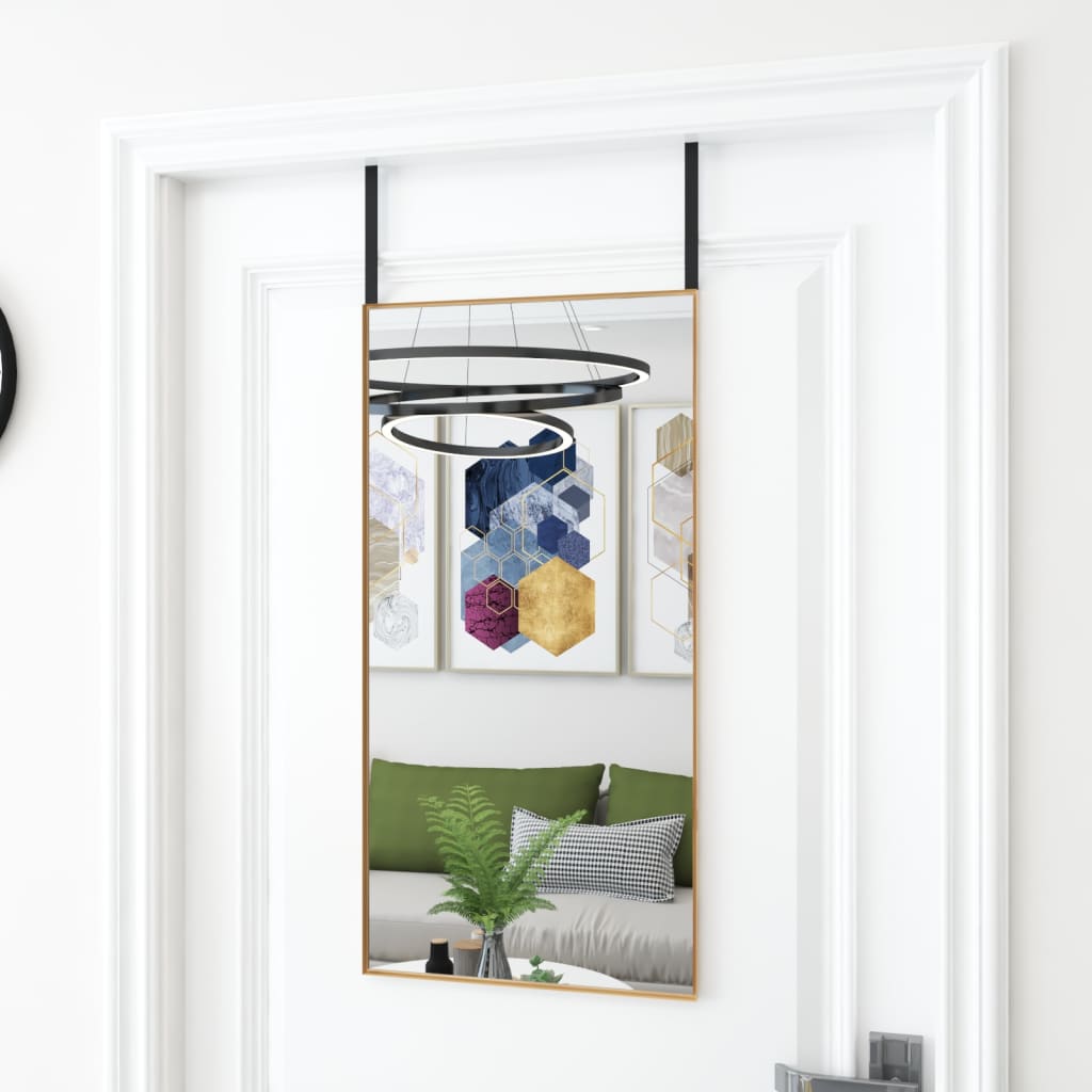 Specchio della porta Vidaxl 40x80 cm di vetro e oro in alluminio