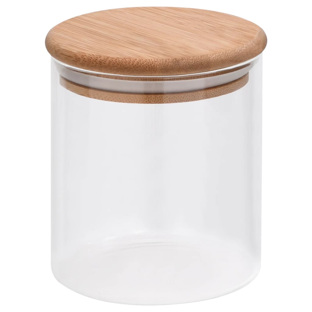 VIDAXL POTS POCEGGIO con coperchio di bambù 6 ST 600 ml di vetro