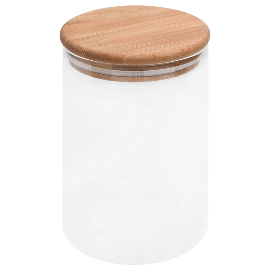 Ollas de almacenamiento Vidaxl con tapas de bambú 4 St 800 ml de vidrio