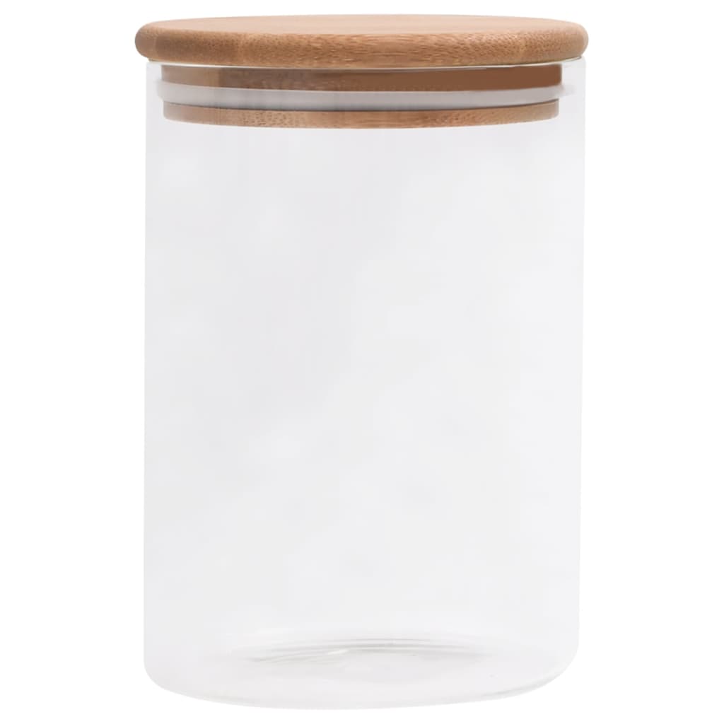 Ollas de almacenamiento Vidaxl con tapas de bambú 4 St 800 ml de vidrio