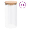 Ollas de almacenamiento de Vidaxl con tapas de bambú 4 ST 1200 ml de vidrio