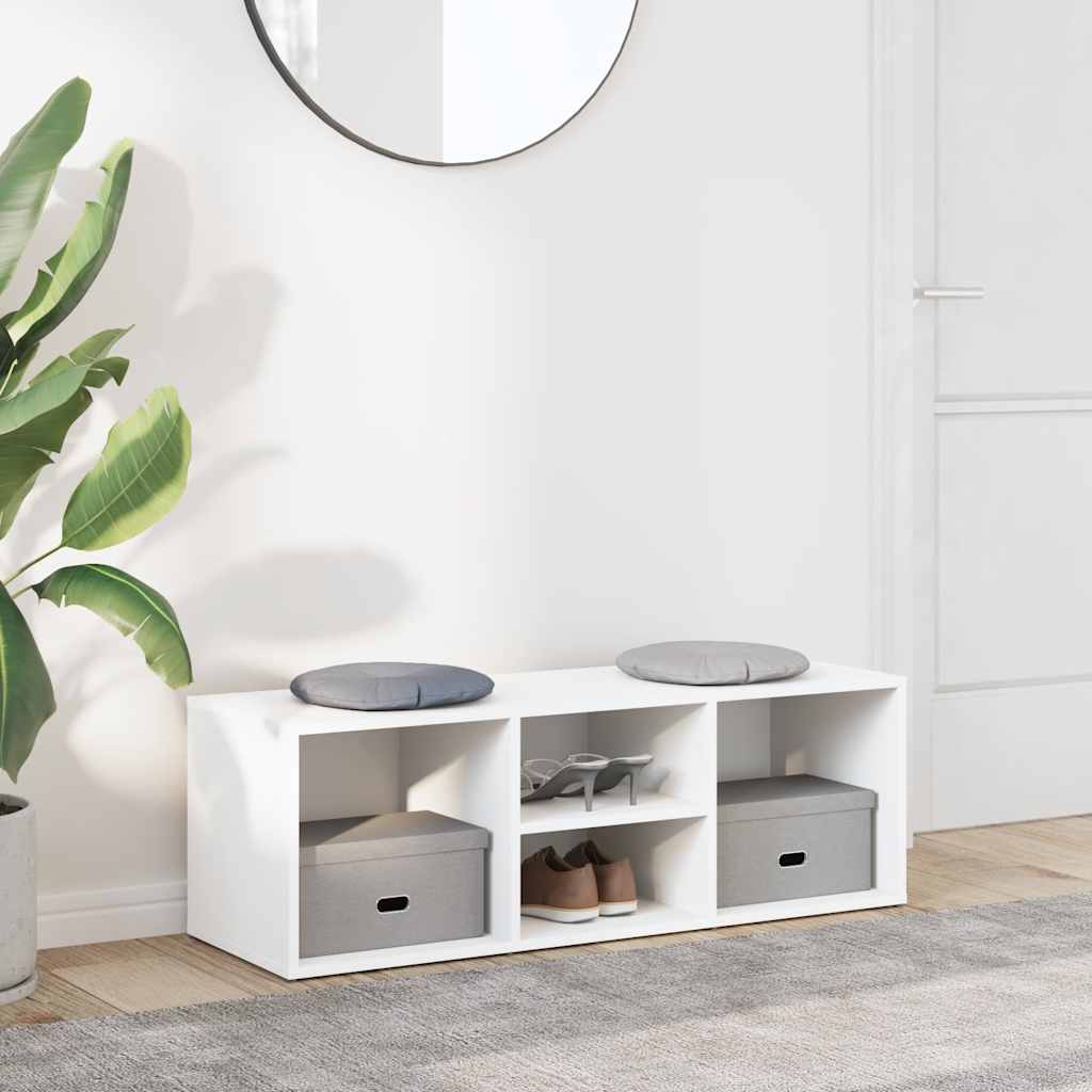 Sofá de almacenamiento de zapatos Vidaxl 105x35x35 cm de madera procesada blanca