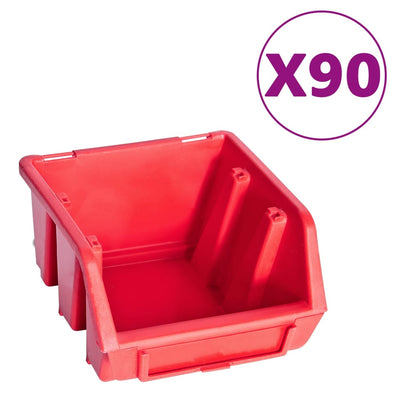 VIDAXL Juego de almacenamiento de 96 partes con paneles de pared rojo y negro