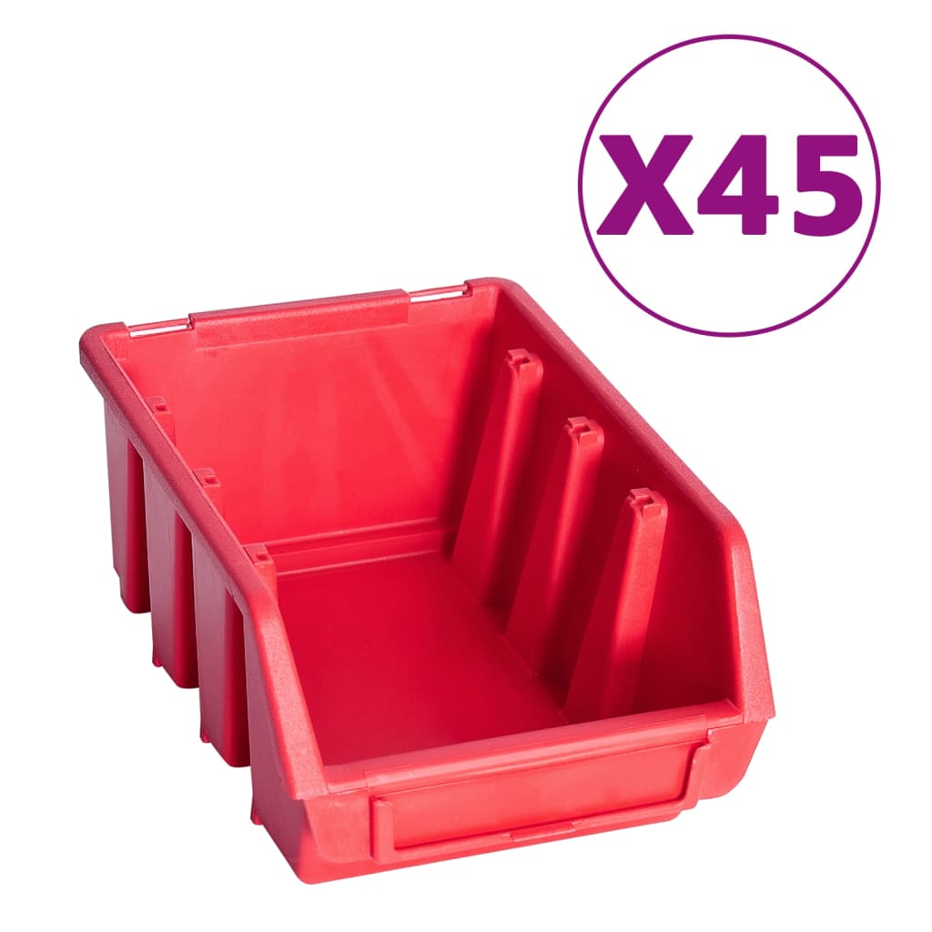 VIDAXL Juego de almacenamiento de 96 partes con paneles de pared rojo y negro