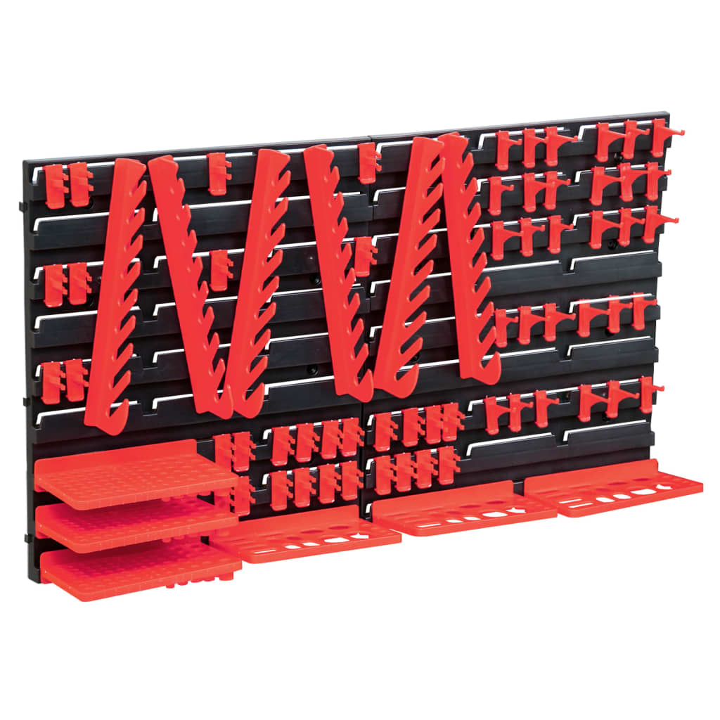 Vidaxl de almacenamiento de 71 partes con paneles de pared rojo y negro