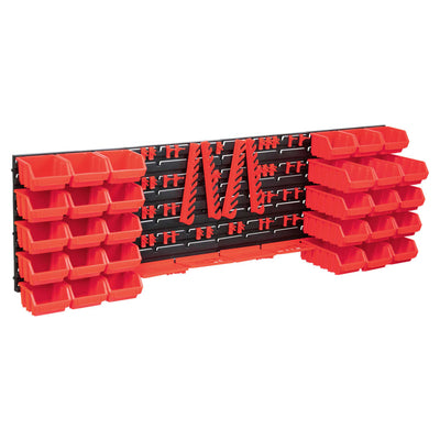 Vidaxl de almacenamiento de 80 piezas con paneles de pared rojo y negro
