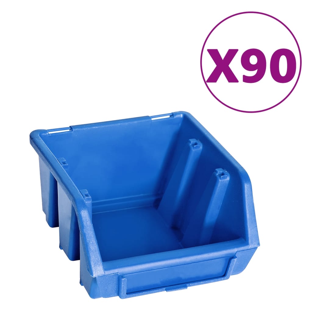 Vidaxl Set di archiviazione a 96 pezzi con pannelli a parete blu e nero