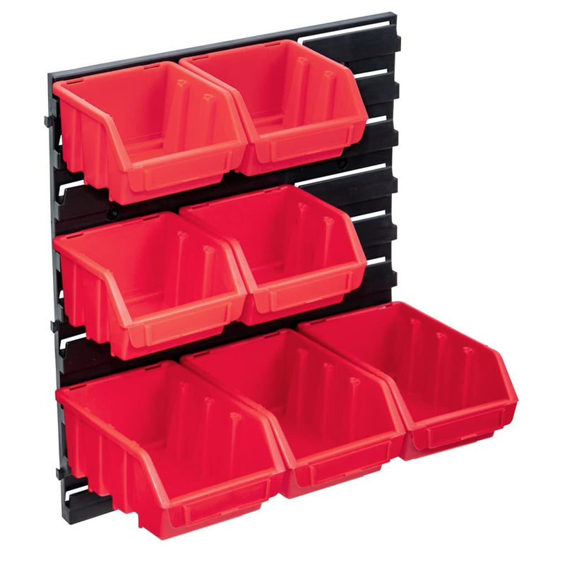 Vidaxl Set di archiviazione a 8 pezzi con pannello a parete rosso e nero