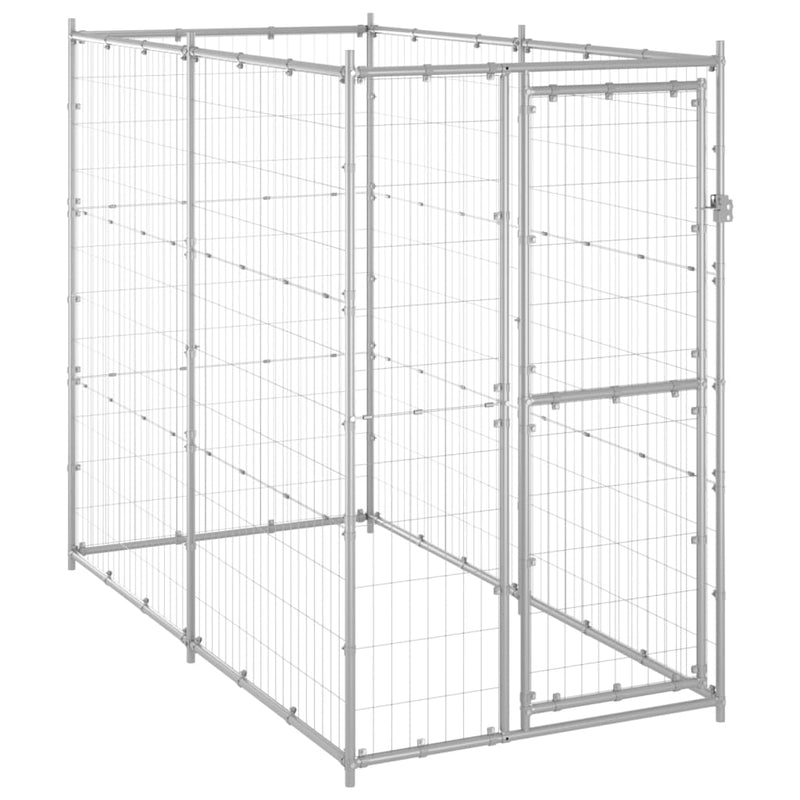 Perrera de perros de Vidaxl para acero galvanizado afuera de 110x220x180 cm