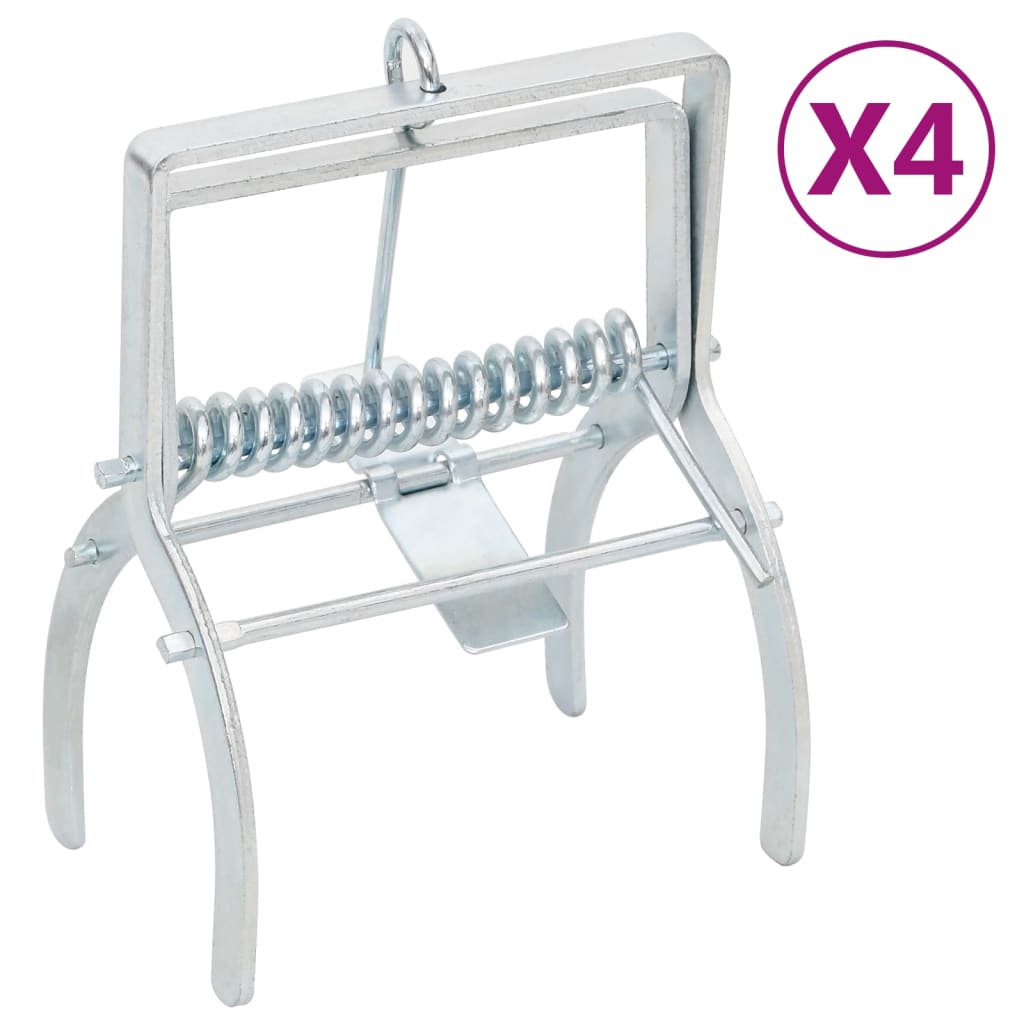Trappole per talpe Vidaxl 4 pezzi in acciaio zincato color argento
