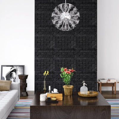 Vidaxl 3D Wallpaper autoadesivo 10 St Brick Black