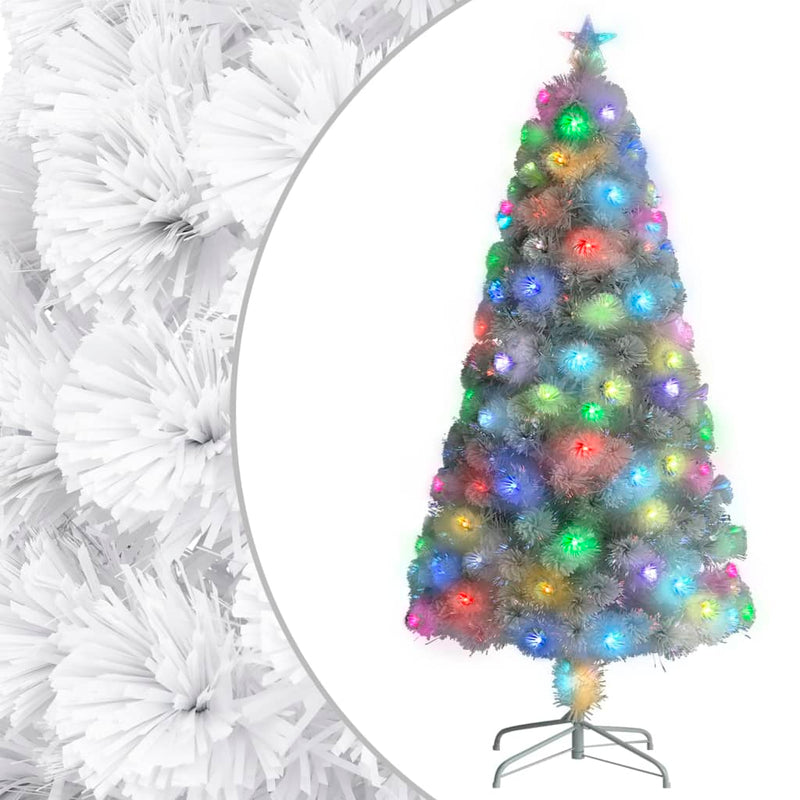 Vidaxl kunstkerstboom met verlichting 120 cm glasvezel wit