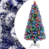 Vidaxl kunstkerstboom met verlichting 120 cm glasvezel wit en blauw