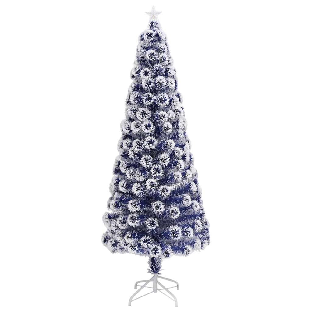 Vidaxl Kunstkerstboom con iluminación de 210 cm de fibra óptica blanca y azul